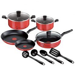 Tefal Essential Chef De France Set 12 Pcs (Frypan 20/26,Dutch Oven 22/24 & Lid,Sautepan 26 & Lid,Angled Spatula,Laddle,Slotted Spoon,Spoon)