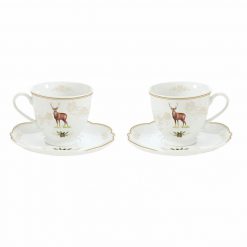 Easy Life Set 2 porcelain cups and saucers in gift box Deer