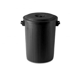 Stefanplast Dustbin 70l Drum Black with Lid