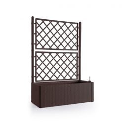 Stefanplast Natural Deluxe rectangular flower box with trellis  100*43*142cm moka