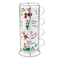 Bialetti TAZZ203 4 Pcs Cappuccino Cup Set With Stand