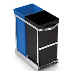 SimpleHuman CW1016 Pull-Out Recycler Polished Steel with Plastic Buckets 20 & 15L