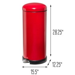 SimpleHuman CW1294 Round Retro Pedal Bin Red Steel 4.5L