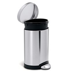 SimpleHuman CW1834CB Semi Round Pedal Bin,FPP Brushed Steel With Colour Box,6L