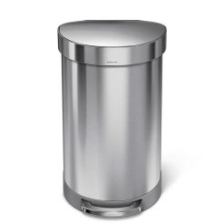 SimpleHuman CW2030 Semi Round Pedal Bin with Liner Rim, Brushed Steel 45L