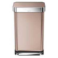 SimpleHuman CW2034 Rectangular Pedal Bin, Rose Gold, Liner Pocket, 45L
