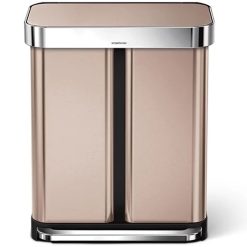 SimpleHuman CW2035 Dual Compartment Pedal Bin, Rose Gold, Liner Pocket, 34L & 24L