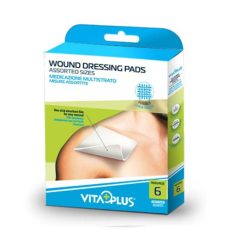 VitaPlus VP62021 Wound Dressing Pads Assorted 6'S (10X10 Cm X 2, 7.5X5 Cm X 2, 5X5 Cm X 2)