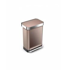 SimpleHuman CW2033 Rectangular Pedal Bin Rose Gold Liner Pocket 55L