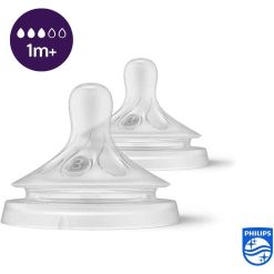 Philips Avent SCY963/02 2 2 Natural 3.0 Teats Slow Flow 3 Holes - 0m+