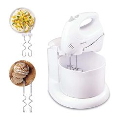 Kenwood HM430 Hand Mixer with Stand, Bowl, and Dough Hooks – Plastic, White
