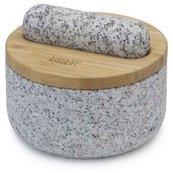 Joseph Joseph 20176 Pestle & Mortar Granite Set With Bamboo Lid