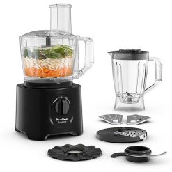 Moulinex  FP247827 Food Processor – 800W, 2.4L, 6 Attachments, 25 Functions, Black