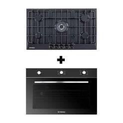 Fresh H90B Built-In Gas Hob 90cm Full Black + Fresh WOVN90FGB Gas Oven 90cm