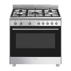 Smeg Ssa91Ggx2 Classic Cooker 90 Cm Gas/Gas Inox W/Blackdoor