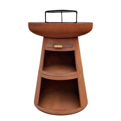 KJ 65847CO Fire Bowl with Wood Storage Corten Rusty