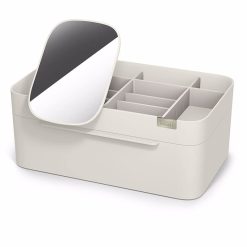Joseph Joseph Viva Makeup Cosmetic Storage Organizer with Drawer, Large with Mirror, Shell, Cream