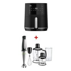 Braun HF5030 MultiFry 5 Air Fryer Black + FREE Kenwood STP01.000 White & Blue Steam Iron (GCC)