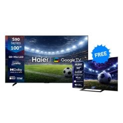 Haier H100S90FUX 100" Smart Mini Led Tv 4K  Google Tv 144Hz  Ai. + Get 1 PC FREE OF CHARGE of 50“ H50S80GUX