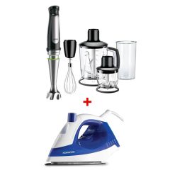 Braun MQ7045X MultiQuick 7 Hand Blender Black (International Version) + FREE Kenwood STP01.000 White & Blue Steam Iron (GCC)