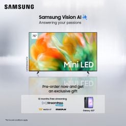 Samsung UA75M80HAUXTW 75" Mini LED M80H 4K Samsung Vision AI Smart TV (2026)+ Free Samsung A07 4/128 + 12 Months StarzPlay Subscription+ 12 Months WatchIt Subscription. - Preorder