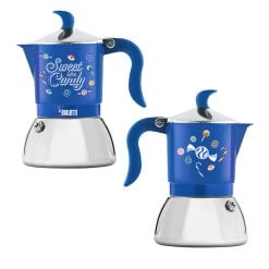 Bialetti 0005464 Moka Express 3 Cups, Suitable For All Types Of Stove Except Induction, Candyland Blue