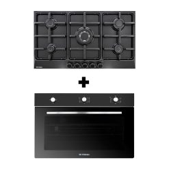 Fresh H90B Built-In Gas Hob 90cm Full Black + Fresh WOVN90FGB Gas Oven 90cm