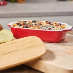 Kitchenaid CC006104-001 Stoneware Rectangular Ceramic Non-Stick Coating Baker with Bamboo Lid, 20 cm - Image 3