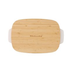 Kitchenaid CC006105-001 Stoneware Rectangular Ceramic Non-Stick Coating Baker with Bamboo Lid, 20 cm - Image 3