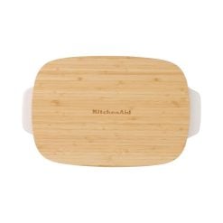 Alternative view of Kitchenaid CC006107-001 Stoneware Rectangular Ceramic Non-Stick Coating Baker with Bamboo Lid, 26 cm