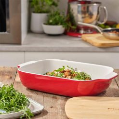 Kitchenaid CC006108-001 Stoneware Rectangular Ceramic Non-Stick Coating Baker with Bamboo Lid, 32 cm - Image 3