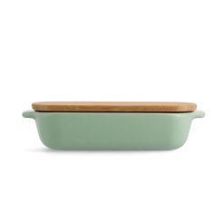Kitchenaid CC007424-001 Stoneware Rectangular Ceramic Non-Stick Coating Baker with Bamboo Lid, 20 cm - Image 3