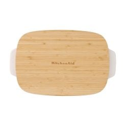Alternative view of Kitchenaid CC007424-001 Stoneware Rectangular Ceramic Non-Stick Coating Baker with Bamboo Lid, 20 cm