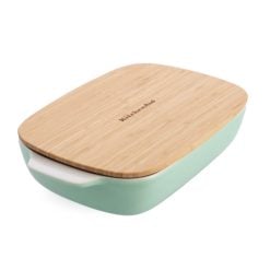 Kitchenaid CC007426-001 Stoneware Rectangular Ceramic Non-Stick Coating Baker with Bamboo Lid