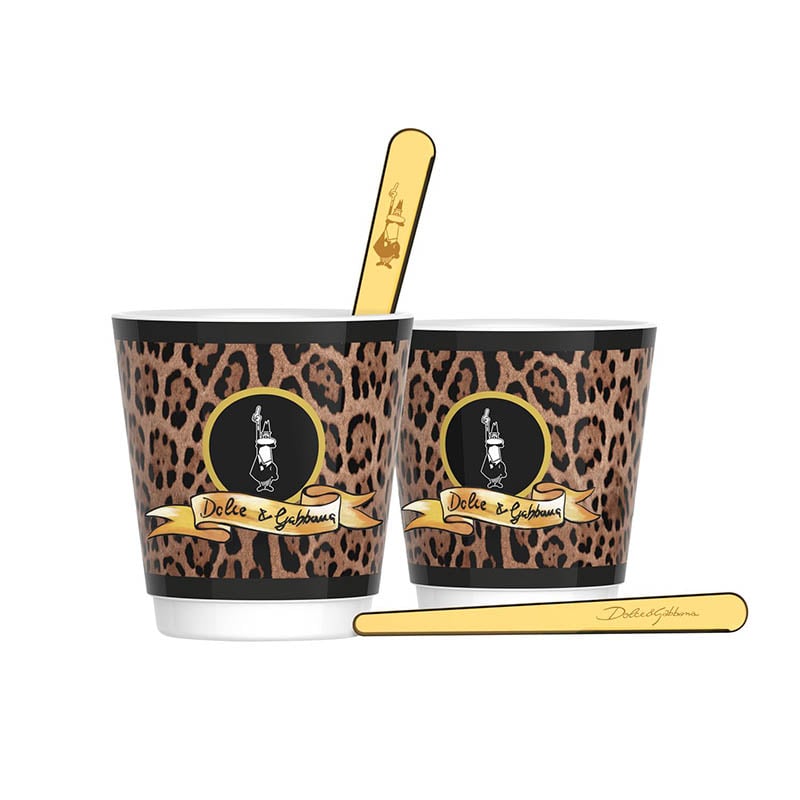Bialetti BIASETLEOCP Dolce&Gabbana's - Set 2 porcelain cups and 2 golden stirrers “Exclusively at Beytech”