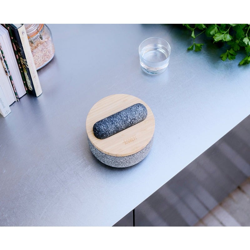 Joseph Joseph 20176 Pestle & Mortar Granite Set With Bamboo Lid - Image 2