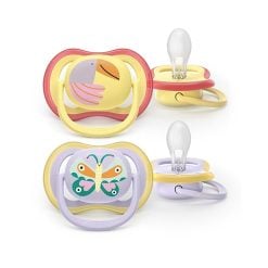 Philips Avent SCF087/04 2 Ultra Air design Soothers Parot/Buttefly  0-6m - Girl